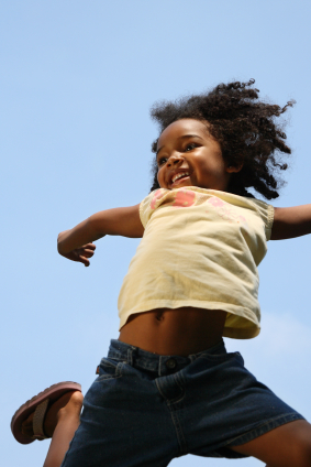 Health African American Girl Jumping